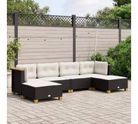 WRJENFSC Set Divano da Giardino 6 pz con Cuscini Nero in Polyrattan Salottino Da Esterno Tavolo Esterno Con Sedie Sedie Da Giardino Set Da Giardino Esterno per Terrazzo Terrazza Giardino Piscina