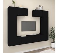 WRJENFSC Set Mobili Porta TV 6 pz Nero in Legno Multistrato Mobile Tv Vintage Soggiorno Per Mobile Moderno per Soggiorno Sala Studio Camera Da Letto Sala Di Ricreazione