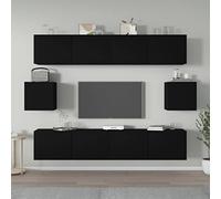 WRJENFSC Set Mobili Porta TV 6 pz Nero in Legno Multistrato Mobili Tv Mobili Soggiorno Mobile Salotto Mobile Sala per Ingresso Sala Da Pranzo Sala Giochi Sala Studio