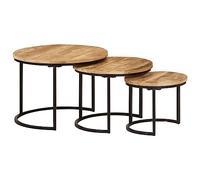 WRJENFSC Tavolini a Incastro 3 pz in Legno Massello Grezzo di Mango Tavolino Soggiorno Moderno Tavolino Da Salotto Mobile Soggiorno Tavolo Salotto Moderno per Giardino Camera Da Letto Salotto Interno