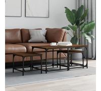 WRJENFSC Tavolini Impilabili 3 pz Rovere Marrone in Legno Multistrato Tavolino Ingresso Tavolino Da Divano Mobile Soggiorno Tavolino Basso Da Salotto per Giardino Soggiorno Camera Da Letto Salotto