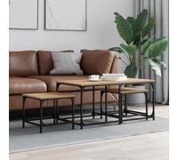 WRJENFSC Tavolini Impilabili 3 pz Rovere Sonoma in Legno Multistrato Tavolino Ingresso Tavolino Da Divano Mobile Soggiorno Tavolino Basso Da Salotto per Giardino Soggiorno Camera Da Letto Salotto