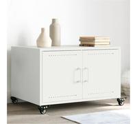 WRJENFSC Tavolino Bianco 68x50x43,5 cm in Acciaio Laminato a Freddo Tavolino Piccolo Comodino Piccolo Tavolino Salotto Moderno Tavolo Salotto Moderno per Camera Balcone Soggiorno Camera Da Letto