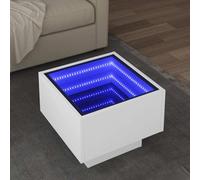 WRJENFSC Tavolino con LED Bianco 40x40x30 cm in Legno Multistrato Tavolino Da Divano Laterale Comodino Piccolo Comodino Stretto Tavolino Basso Da Salotto per Soggiorno Salotto Interno Balcone
