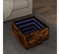 WRJENFSC Tavolino con LED Rovere Fumo 40x40x30 cm in Legno Multistrato Tavolino Da Divano Laterale Comodino Piccolo Comodino Stretto Tavolino Basso Da Salotto per Soggiorno Salotto Interno Balcone