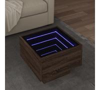 WRJENFSC Tavolino con LED Rovere Marrone 40x40x30cm in Legno Multistrato Tavolino Da Divano Laterale Comodino Piccolo Comodino Stretto Tavolino Basso Da Salotto per Soggiorno Salotto Interno Balcone