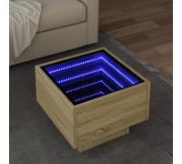 WRJENFSC Tavolino con LED Rovere Sonoma 40x40x30 cm in Legno Multistrato Tavolino Da Divano Laterale Comodino Piccolo Comodino Stretto Tavolino Basso Da Salotto per Soggiorno Salotto Interno Balcone