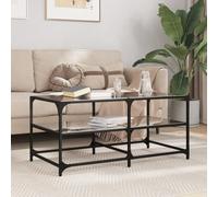 WRJENFSC Tavolino con Piano in Vetro Nero 98,5x50x45 cm Acciaio Tavolino Ingresso Tavolino Da Divano Comodino Stretto Tavolino Da Salotto Moderno per Giardino Salotto Interno Camera