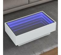 WRJENFSC Tavolino Salotto con LED Bianco 90x50x30 cm Legno Multistrato Tavolino Da Divano Laterale Comodino Piccolo Comodino Stretto Tavolino Basso Da Salotto per Soggiorno Salotto Interno Balcone