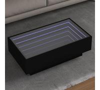 WRJENFSC Tavolino Salotto con LED Nero 90x50x30 cm Legno Multistrato Tavolino Da Divano Laterale Comodino Piccolo Comodino Stretto Tavolino Basso Da Salotto per Soggiorno Salotto Interno Balcone