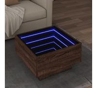 WRJENFSC Tavolino Salotto con LED Rovere Marrone 50x50x30 cm Multistrato Tavolino Da Divano Laterale Comodino Piccolo Comodino Stretto Tavolino Basso Da Salotto per Soggiorno Salotto Interno Balcone