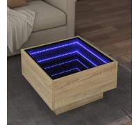 WRJENFSC Tavolino Salotto con LED Rovere Sonoma 50x50x30 cm Multistrato Tavolino Da Divano Laterale Comodino Piccolo Comodino Stretto Tavolino Basso Da Salotto per Soggiorno Salotto Interno Balcone