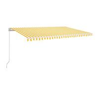 WRJENFSC Tenda da sole retrattile manuale, 500 x 300 cm, con braccio articolato, per terrazza e balcone, a righe, telaio in alluminio e tessuto di poliestere