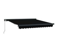 WRJENFSC Tenda da sole retrattile nera, 350 x 250 cm, con braccio articolato, per terrazza e giardino, soluzione ombreggiante manuale con telaio in metallo e tessuto in poliestere, protezione privacy