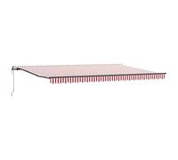 WRJENFSC Tenda da sole retrattile rossa e bianca, con braccio articolato, 500 x 350 cm, per terrazza e giardino, stabile telaio in alluminio con telecomando e rivestimento in tessuto, per esterni