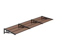 WRJENFSC Tettoia per porta nera, 297,5 x 90 cm, in policarbonato, con robusti supporti in ABS e profili in alluminio per la protezione delle facciate