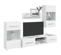 WRJENFSC Unità TV 5 pz con Illuminazione a LED Bianco Opaco Truciolato Mobiletto Porta Tv Mobile Tv Soggiorno Mobile Salotto Mobile Sala per Ingresso Soggiorno Sala Studio Sala Giochi