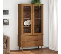 WRJENFSC Vetrina MOLDE Marrone 90x35x175 cm in Legno Massello di Pino Mobile Libreria Libreria Verticale Librerie Libreria Verticale A Colonna Da Terra per Camera Da Letto Soggiorno Ufficio Studio