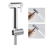 WRKMH Doccetta per Bidet Cromo Spruzzatore per Bidet Ottone Idroscopino per WC, con Spruzzatore a Doppia Funzione in Ottone, 1.2M Tubo Doccia, Staffa