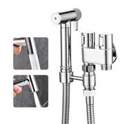 WRKMH Doccetta per Bidet Cromo Spruzzatore per Bidet Ottone Idroscopino per WC, con Uno Dentro Due Fuori Valvola ad Angolo, Spruzzatore a Doppia Funzione in Ottone, 1.2M Tubo Doccia