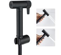 WRKMH Doccetta per Bidet Nero Spruzzatore per Bidet Ottone Idroscopino per WC, con Spruzzatore a Doppia Funzione in Ottone, 1.2M Tubo Doccia, Staffa