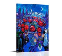 WRLIFWJXU Marc ChagallPoster su tela con pittura ad olio, decorativa, da appendere, per casa, soggiorno, camera da letto, sala da pranzo, 60 x 90 cm, con cornice