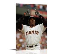 WRLIFWJXU Poster su tela con Barry Bonds, pittura ad olio, decorativa, da appendere, per casa, soggiorno, camera da letto, sala da pranzo, 30 x 45 cm, con cornice