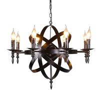 WRLYTNG Lampadario Di Metà Secolo Castello Lampadario Medievale Candela Rotonda Lampada A Sospensione A Soffitto Lampadario In Ferro Battuto Nero Di Dimensioni Massicce Per Un Corridoio Di Soggiorno O