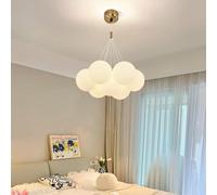 WRLYTNG Lampadario Per Sala Da Pranzo Bianco Latte 7/13 Lampadario A Sospensione A Sfera In Vetro Bianco Smerigliato Lampadario A Sospensione A Bolle D'oro Nordico Di Metà Secolo Per La Camera Da Lett