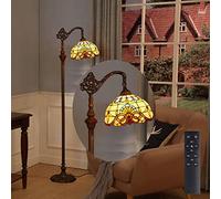 WRMING 12W LED Lampada da Terra Soggiorno Dimmerabile,Tiffany Regolabile Vintage Lampada a Stelo,E27 Vetro Lampada da Lettura per Camera da Letto Studio Ristorante,con Telecomando,H165cm,c