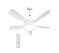 WRMING Ventilatore da soffitto con illuminazione e telecomando, 62 cm, silenzioso, 3 livelli, attacco E27, dimmerabile, timer 2/4 ore, per camera da letto, soggiorno, cucina (62CM-02)