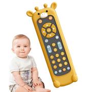 Wrohto Baby TV Remote Toy, Animal Shaped Remote, Toddler Musical, 3 Languages (English, Spanish, French), Fun Sounds, Preschool, Compact Size, Multi-Color, 1-Pack