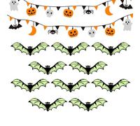 Wrohto Halloween Bat Wall Decor, Glowing Bats Holiday Decoration Set, 10-Piece Gothic Wall Art for Spooky Ambience, Perfect for Bedroom, Haunted House, Porch, Home, Yard, Classroom, Bathroom