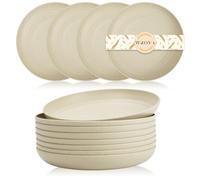 Wrova Piatti in plastica infrangibili, 25,4 cm, lavabili in lavastoviglie e adatti al microonde, riutilizzabili, leggeri, per cucina ed esterni (beige)
