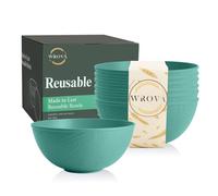 Wrova Set di ciotole grandi e profonde da 170-1,18 l, per insalatiera, in plastica, riutilizzabili, adatte al microonde e alla lavastoviglie, per cereali, zuppe, ramen, colore: verde