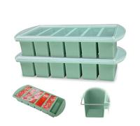 WRQIOO 2 contenitori per il congelamento della zuppa, 6 fori in silicone con coperchio, per il congelamento, per il congelamento, per il congelamento, per cubetti di ghiaccio, brodo, salsa o burro