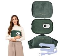 WRQIOO Borsa dell'acqua calda elettrica, ricaricabile e senza fili, set da 4 pezzi con cintura per bottiglia d'acqua calda e fodera in flanella, protezione da surriscaldamento, display digitale della