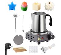 WRQIOO Cera scioglimento per candele, casseruola di cera con termometro, tappetino in silicone anti-scottatura, 100 stoppini e 100 adesivi per stoppini e 100 stoppini, 10 porta stoppini e cucchiaio