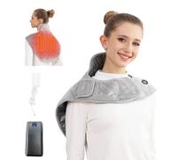 WRQIOO Cuscino riscaldante senza fili per collo e spalle, scaldacollo riscaldato ponderato, fascia per spalle riscaldata ricaricabile con batteria da 15000 mAh, 3 livelli di riscaldamento, per