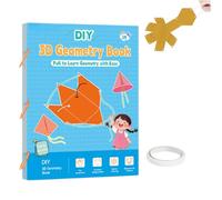 WRQIOO Pull String 3D Geometry - Libro educativo con geometria per principianti con 15 formule geometriche, volume e superficie, libro geometrico 3D per ragazzi e ragazze