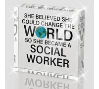 WRSUNT Regali per assistenti sociali per donne e uomini, regalo di apprezzamento per assistenti sociali, decorazione da scrivania, cartello decorativo per casa e ufficio, in acrilico, 10 x 10 cm