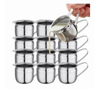 Wrtysully 12 Pezzi Tazza per Latte Mini Lattiera Brocca per Caffè Espresso Brocca per Crema In Metallo da 3 Oz, Tazza per Lattiera Piccola Brocca per la Panna