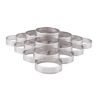 Wrtysully 20 Pezzi Anelli di Crostata Circolari con Fori Torta di Frutta Quiches Torta Mousse Cucina Stampo da Forno Perforato Torta Mousse 8 Cm