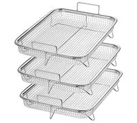 Wrtysully 3 Cestelli per Griglia In Acciaio Antiaderente Set Cestello per Friggitrice Ad Aria Griglia per Forno,