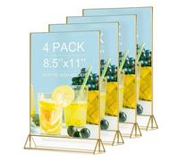 Wrtysully 4 Pezzi 8,5 X 11 Cornici Dorate In Acrilico Porta Cartelli, Cartellini per Matrimoni, Numeri da Tavolo, Set di Supporti per Menu