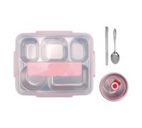 Wrtysully 5 Scomparti Pranzo al Sacco in Acciaio a Prova di Perdite Bento Scatole Contenitore per Zuppe per la Scuola (Rosa)