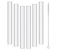 Wrtysully 6 Tubi In Vetro Borosilicato Trasparente da 4 Pollici, Diametro Esterno 12 Mm, Diametro Interno 8 Mm, Diametro Interno 2 Mm, Spessore 2 Mm, con per la Pulizia, Durevole, Facile da