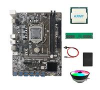 Wrtysully B250C BTC Miner Scheda Madre + CPU G3920 o G3930 CPU + Ventola RGB + DDR4 4GB 2666Mhz RAM + 128G SSD + Passa 12XPCIE allo Slot per Scheda GPU USB3.0