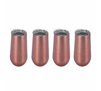 Wrtysully Bicchiere da Vino Isolato in Acciaio Inossidabile con Coperchio-Coppa A Forma di Portatile Regalo di Moda Coppa-6 Oz, Rosa (Confezione da 4)