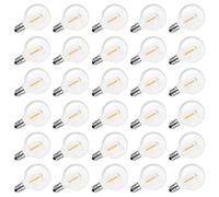 Wrtysully Lampadine di Ricambio A LED G40, Lampadine A Globo Infrangibili con Base A Vite E12 per Luci A Stringa da Esterno, Bianca Caldo, Confezione da 30